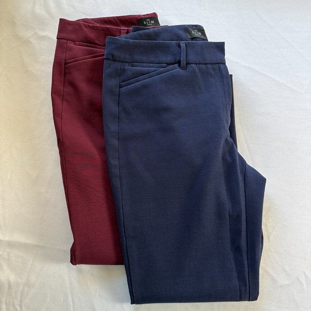 White House Black Market Pants Lot of 2 Womens 6 Slim Ankle Blue Burgundy Dressy